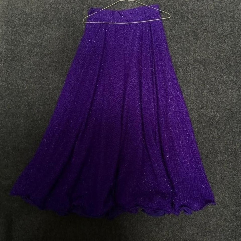 Vintage Purple Sparkle Midi Skirt Women's 30" Glam Party Shimmer Statement